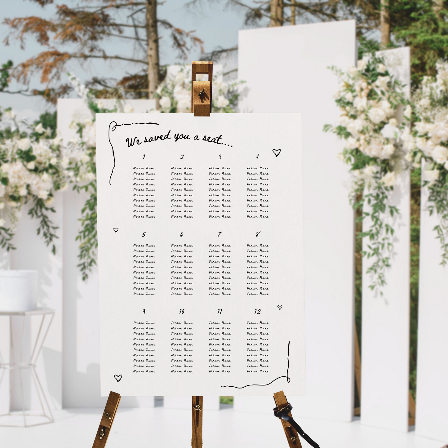 Wedding Table Stationery Bundle – Customizable Canva Templates - Handdrawn Theme (Multiple Designs)