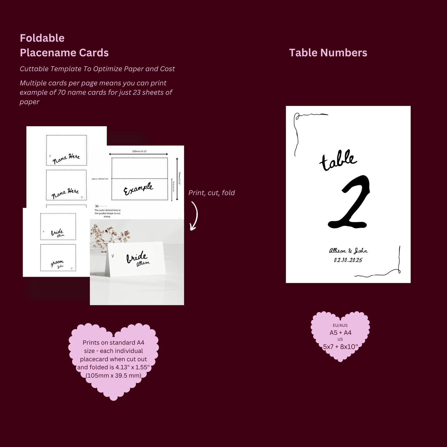 Wedding Table Stationery Bundle – Customizable Canva Templates - Handdrawn Theme (Multiple Designs)