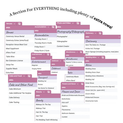 Wedding Finance Cost & Budget Planner - Google Sheet Template