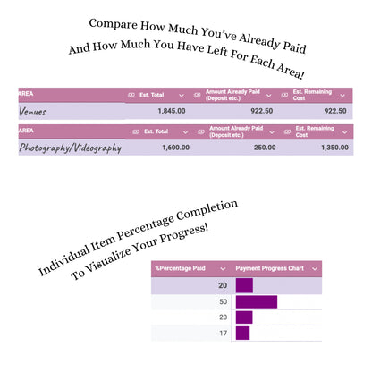 Wedding Finance Cost & Budget Planner - Google Sheet Template